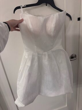 Custom Swoop Neck White Mini Dress